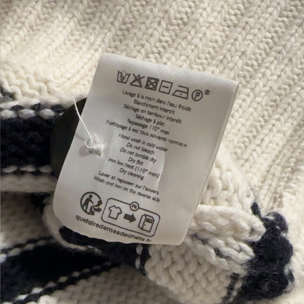 SÉZANE Wool Cotton Blend “Wilson” Cardigan | Ecru/Navy Stripes - Picture 10 of 13